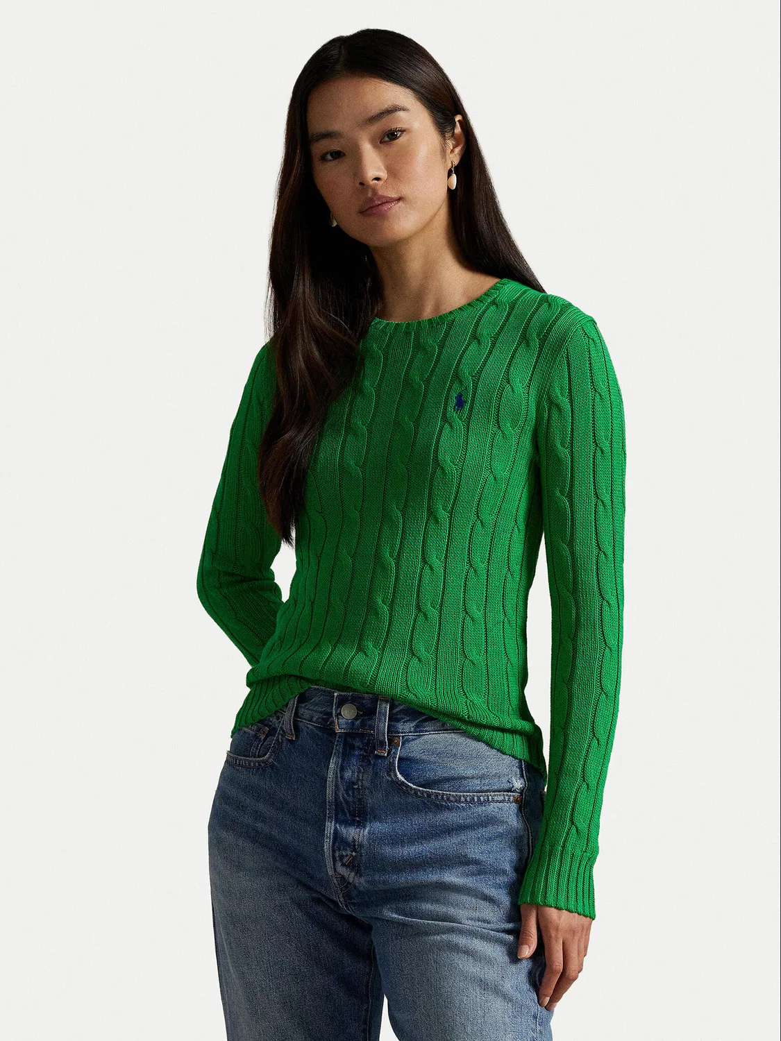 Женский пуловер приталенного кроя Polo Ralph Lauren, зеленый