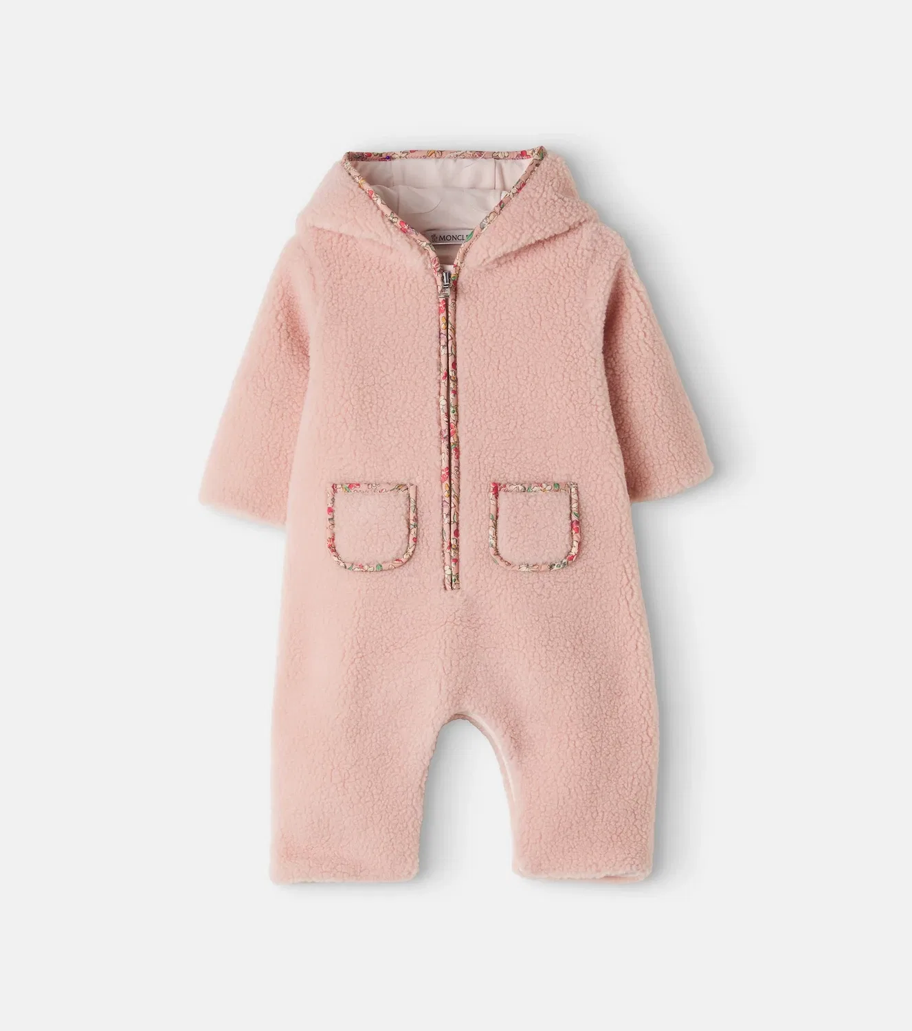 Комбинезон-мишка с капюшоном Moncler Enfant, розовый