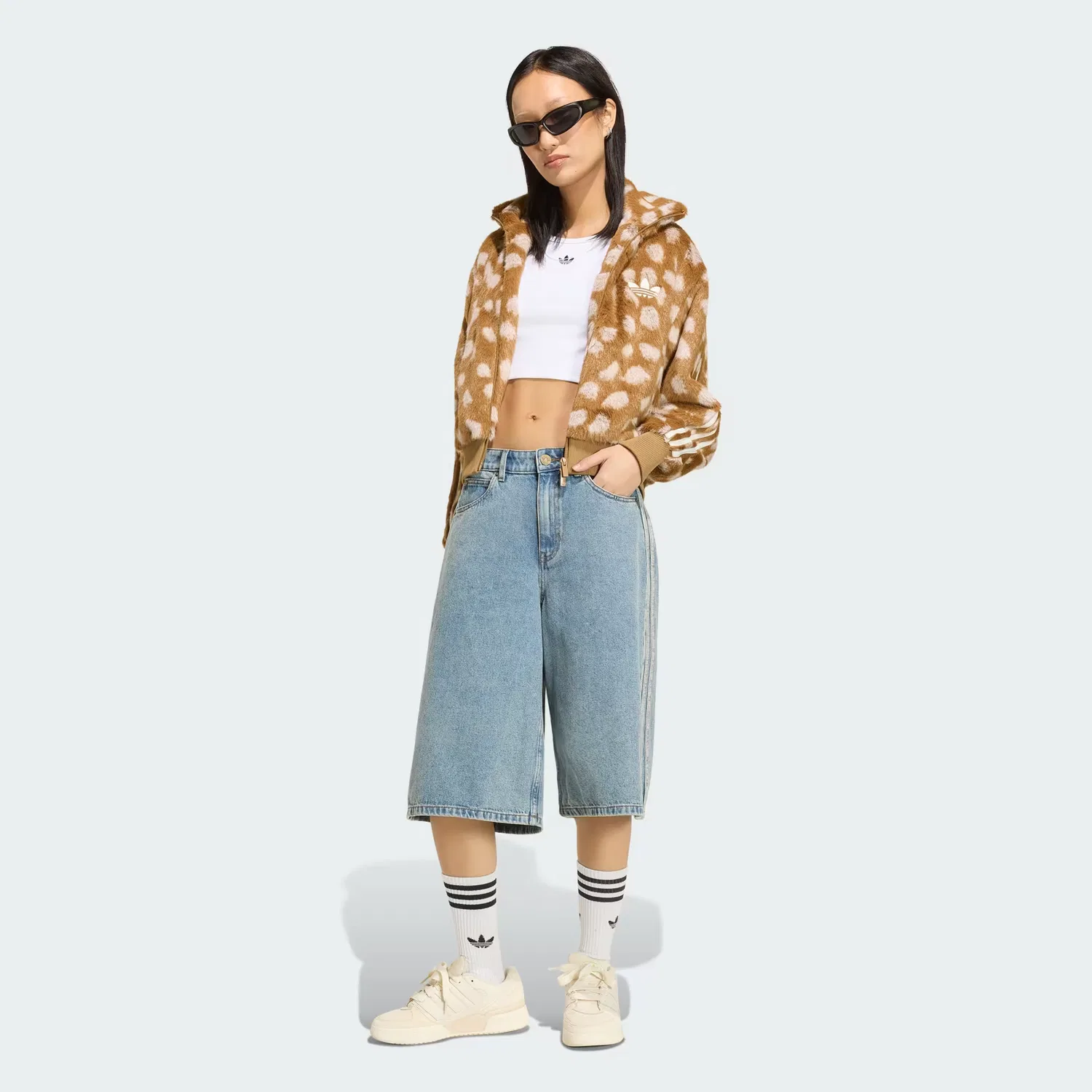 Женская куртка с анималистичным принтом Firebird Adidas Originals, коричневый — фото 3