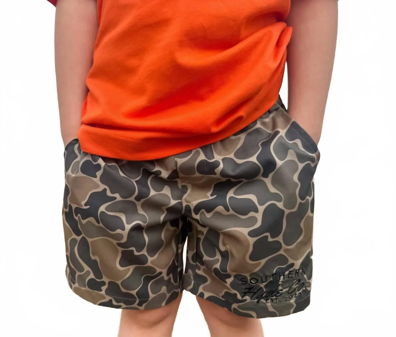 Детские шорты для мальчиков на резинке с принтом Brown Camo Haute Southern Hyde, Brown Camo