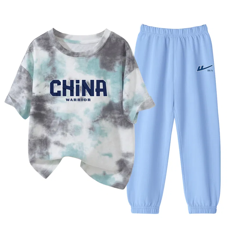 Детский спортивный комплект с принтом Green Gray/H Blue Black Text-Gray/H Silver Edge Blue Logo K WARRIOR — фото 4