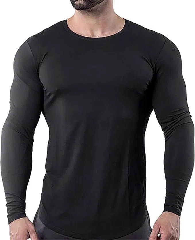 Мужская облегающая футболка для тренировок Long Sleeve, Black
