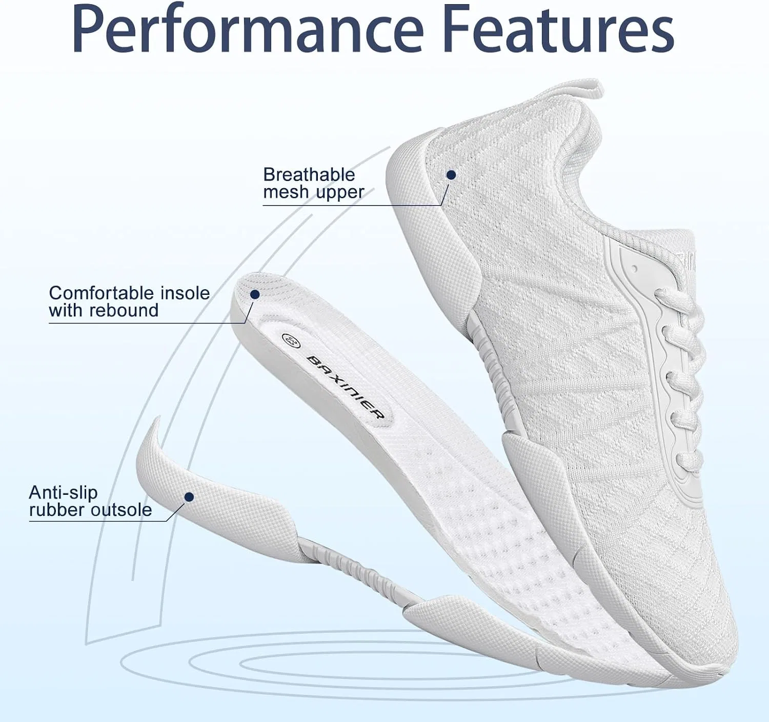 Детские кроссовки для чирлидинга белые BAXINIER, White — фото 4
