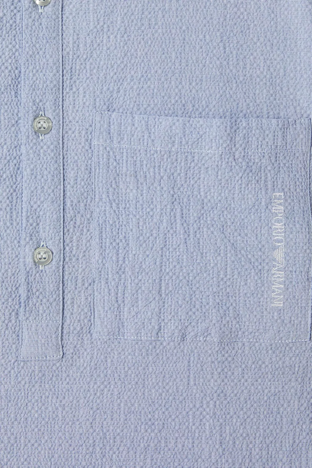 Рубашка с воротником-стойкой из хлопковой смеси Emporio Armani, синий — фото 3