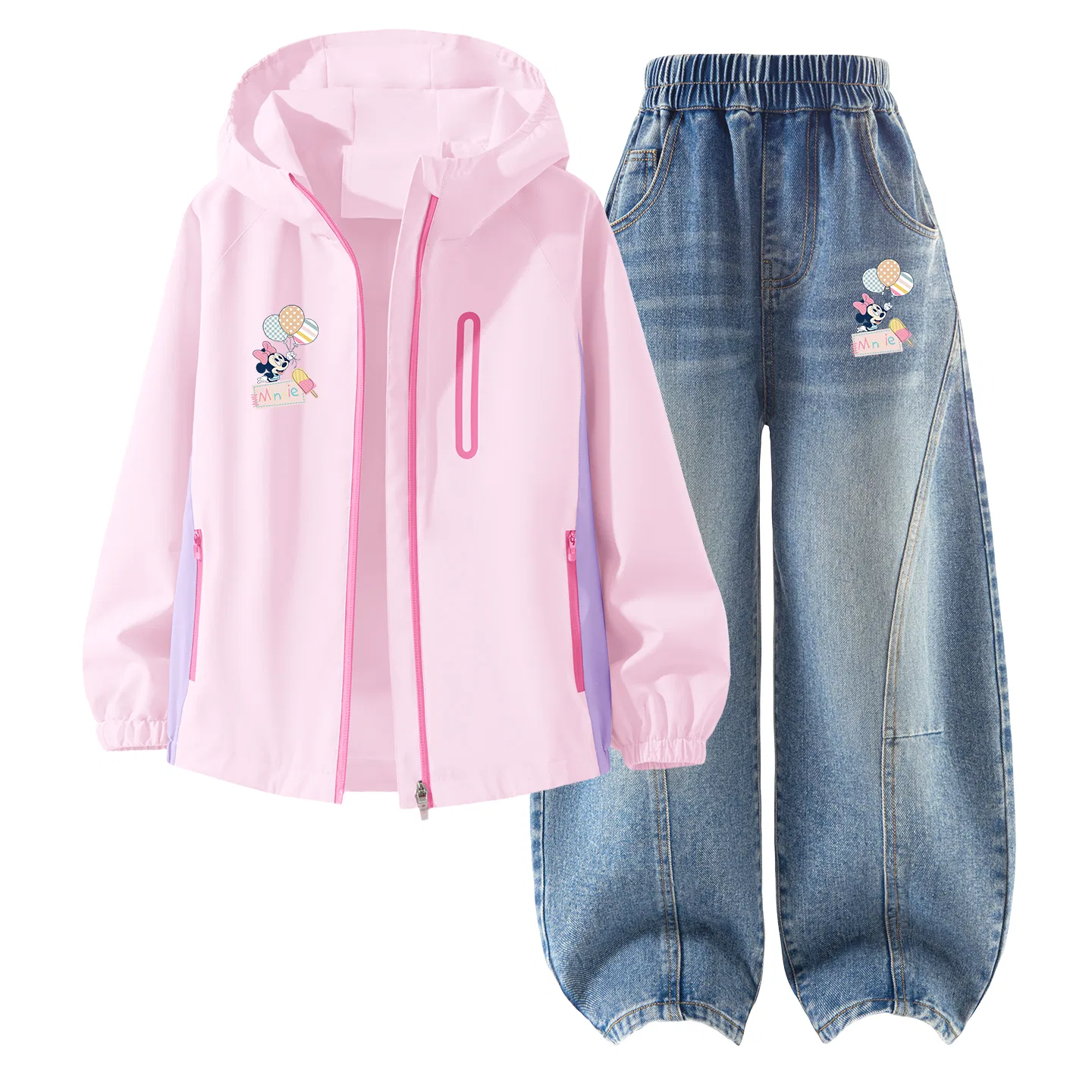 Детский спортивный комплект с капюшоном Silicone Balloons K Disney, Silicone Balloons K_Left Light Baby Pink+Balloons K Denim Light Blue