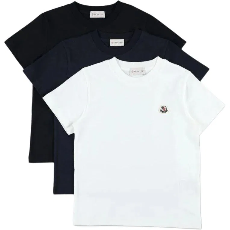 Детские футболки с коротким рукавом, комплект из 3 штук, Moncler, Black/Blue/White