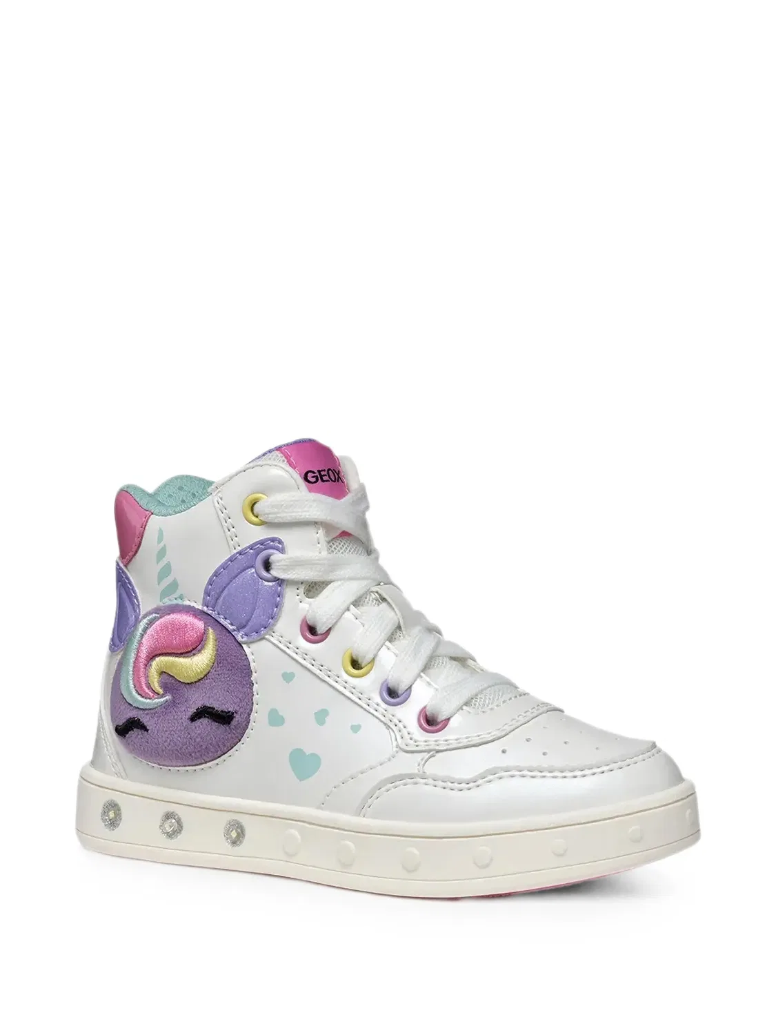Высокие кеды Skylin с нашивками Geox Kids, белый