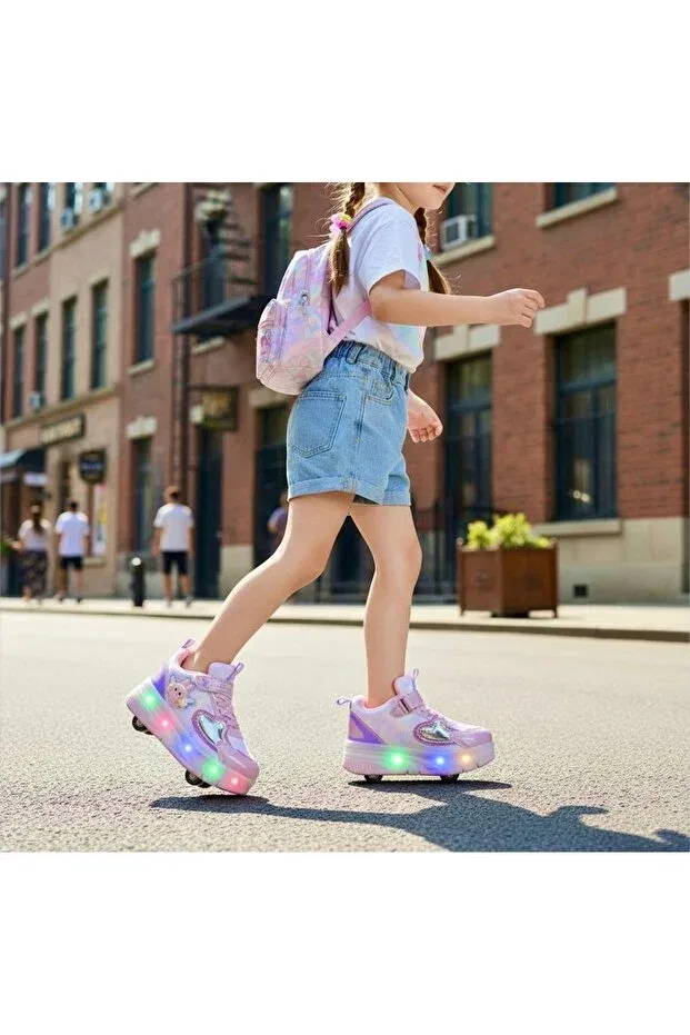 Детские роликовые кроссовки для девочек с подсветкой Jojo Kids, Lila — фото 2