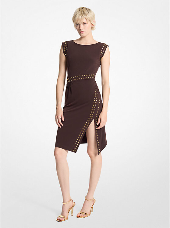 

Платье Michael Kors Studded Matte Jersey, коричневый