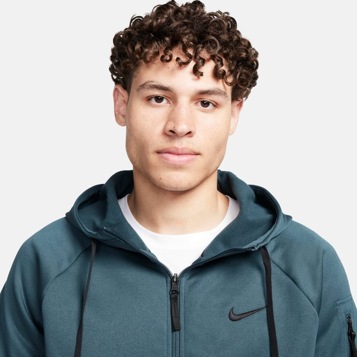 Толстовка Nike Therma-FIT Full-Zip Fitness, темно-зеленый — фото 4
