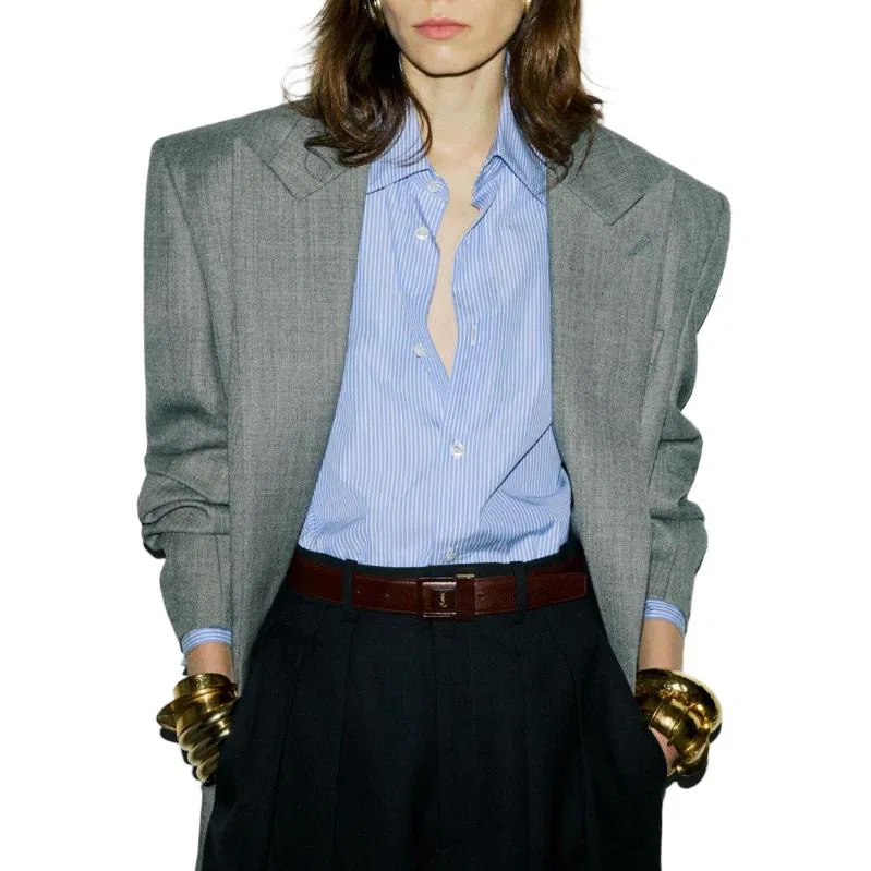 Женская рубашка SAINT LAURENT, Blue — фото 4