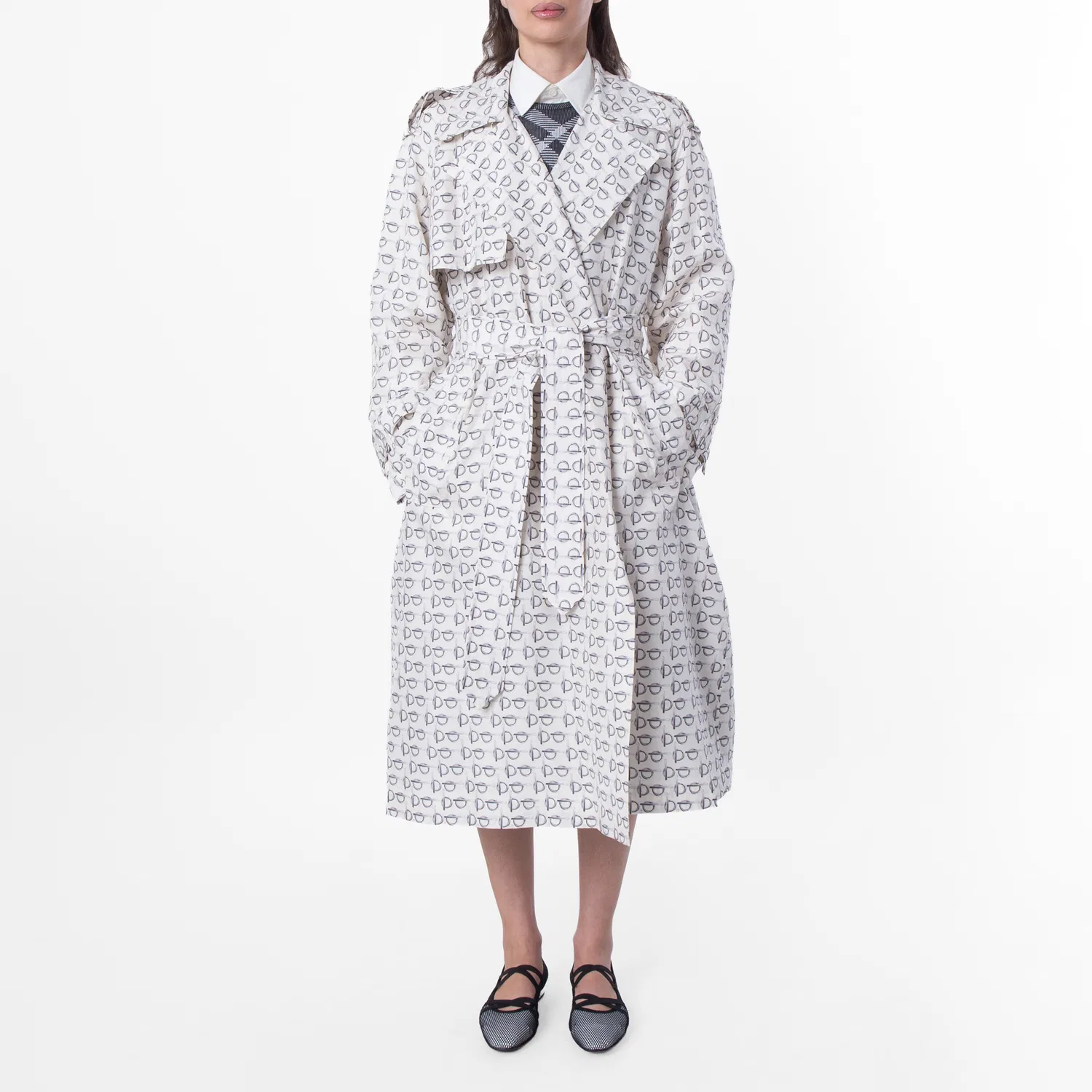 Плащ-тренч легкий с принтом B-Print Burberry, White Ip Pattern