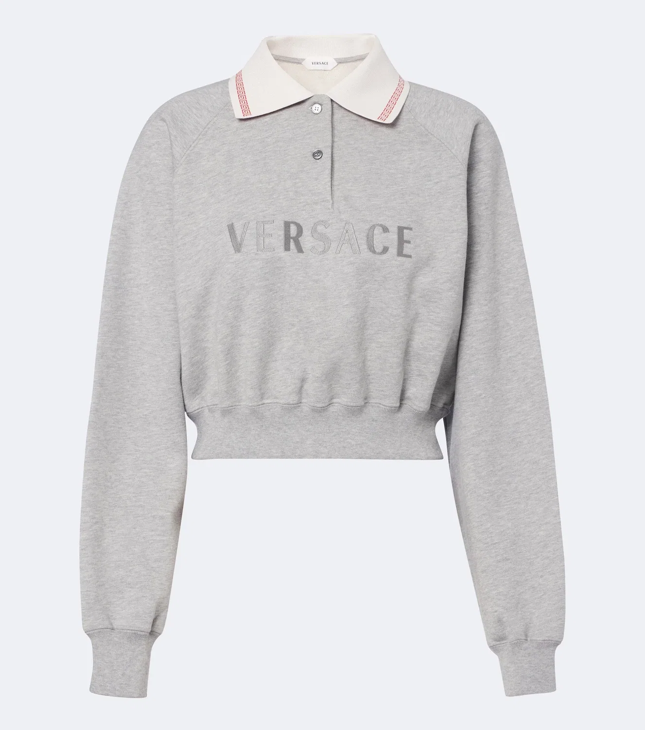 Укороченная футболка-поло из джерси Versace, серый