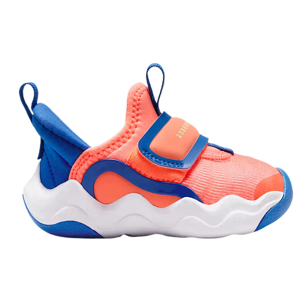 Детские кроссовки для мальчиков с низким верхом Jordan 23/7.2 Fabric Low top, Bright Mango/Royal Blue/White/Light Yellow Green — фото 3