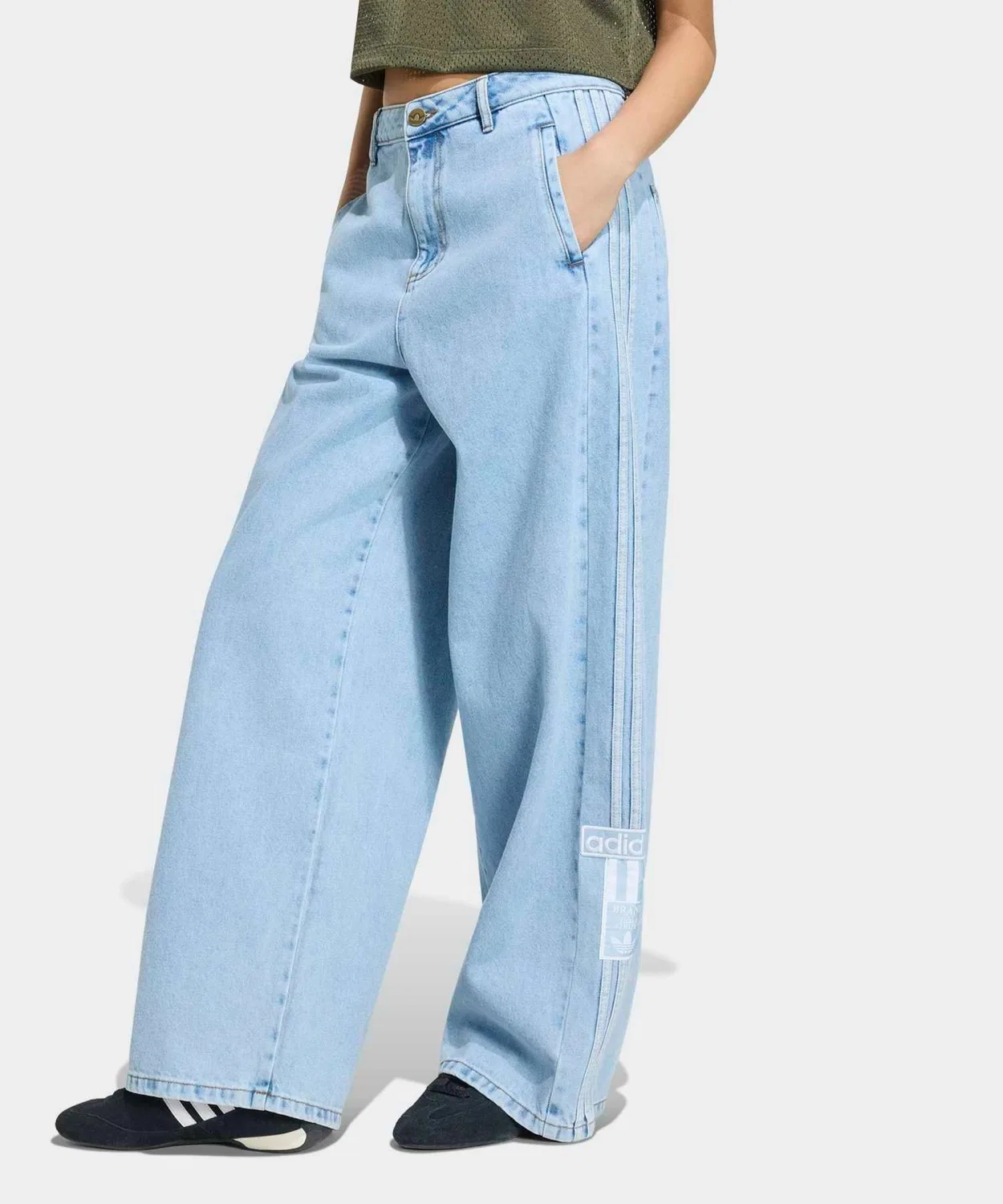 Женские джинсы свободного кроя Adibreak Mid Rise Wide Leg Denim Pants, Adidas, Blue