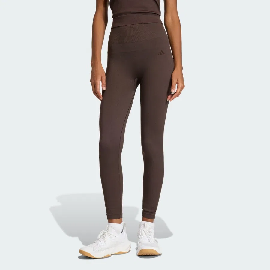 Женские спортивные леггинсы с высоким поясом We Knit, adidas, XL, Коричневый
