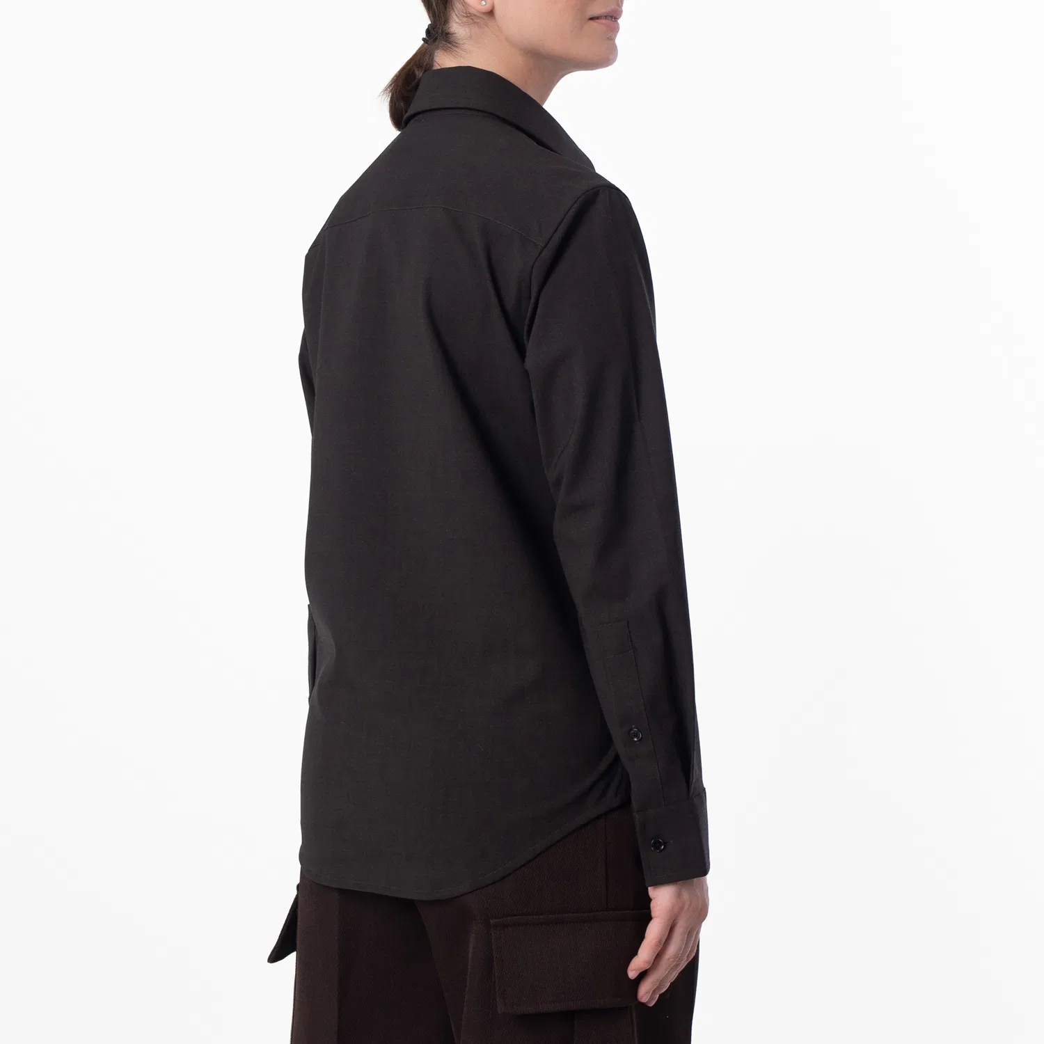 Женская рубашка с длинным рукавом Stretch Wool Long-Sleeved Shirt Burberry, Snug Melange — фото 4