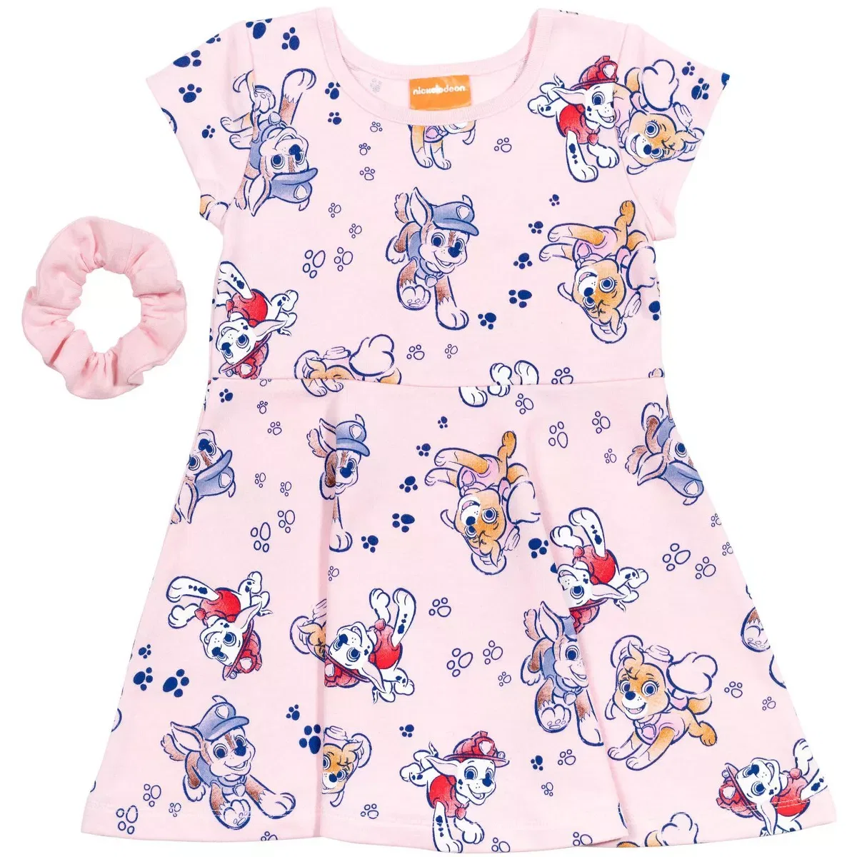 Детское платье для девочек с принтом PAW Patrol Skye Chase Marshall Girls French Terry Skater Dress and Scrunchie PAW Patrol, Pink
