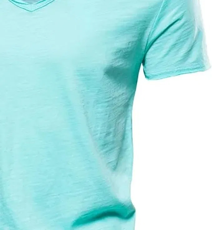 Мужская футболка с V-образным вырезом из льна и хлопка, Light Green — фото 3