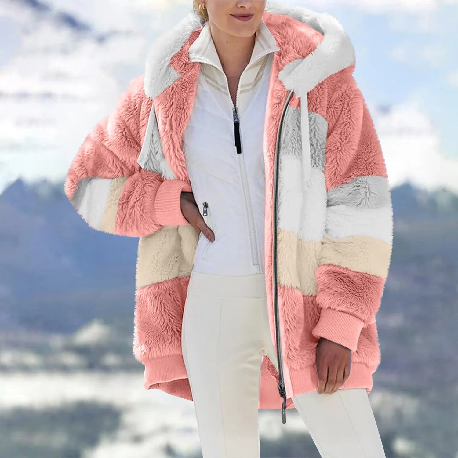 Женская утеплённая куртка на флисе Teddy Winter Warm, Colore: rosa — фото 3