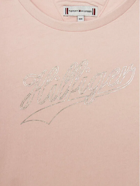 Футболка regular fit Hilfiger Script Tee Tommy Hilfiger, розовый — фото 3