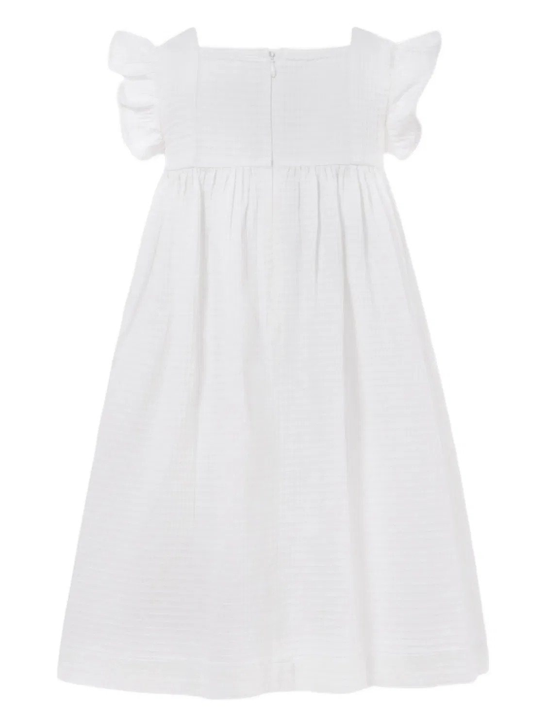 Рябчатое платье из органического хлопка Petit Bateau, белый — фото 2