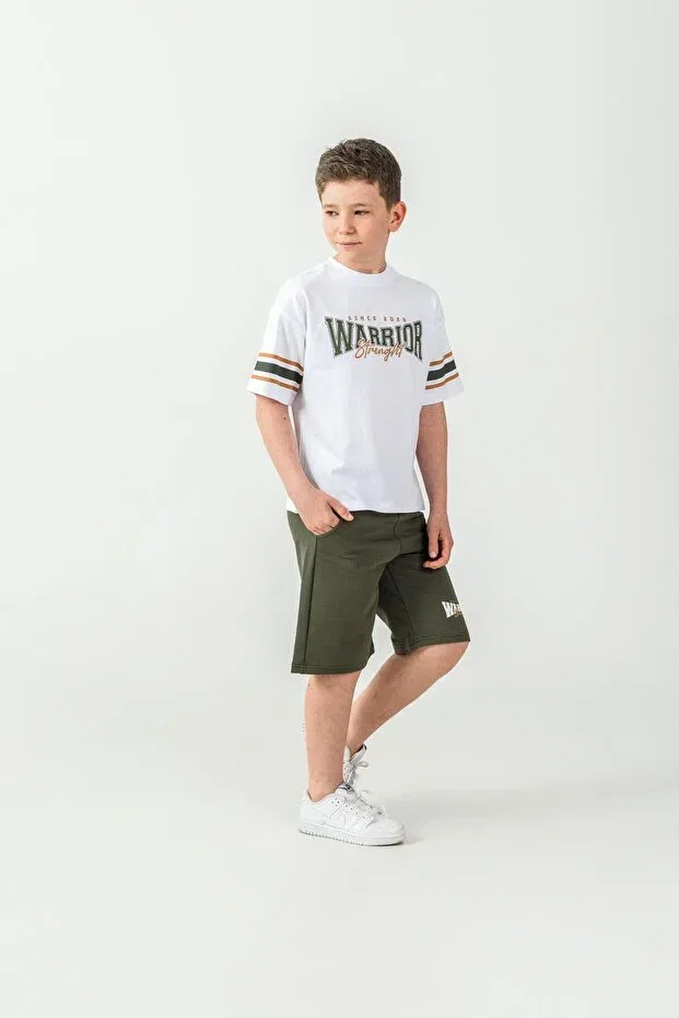 Детский комплект для мальчиков с принтом Warrior Strength Mışıl Kids, Khaki — фото 3