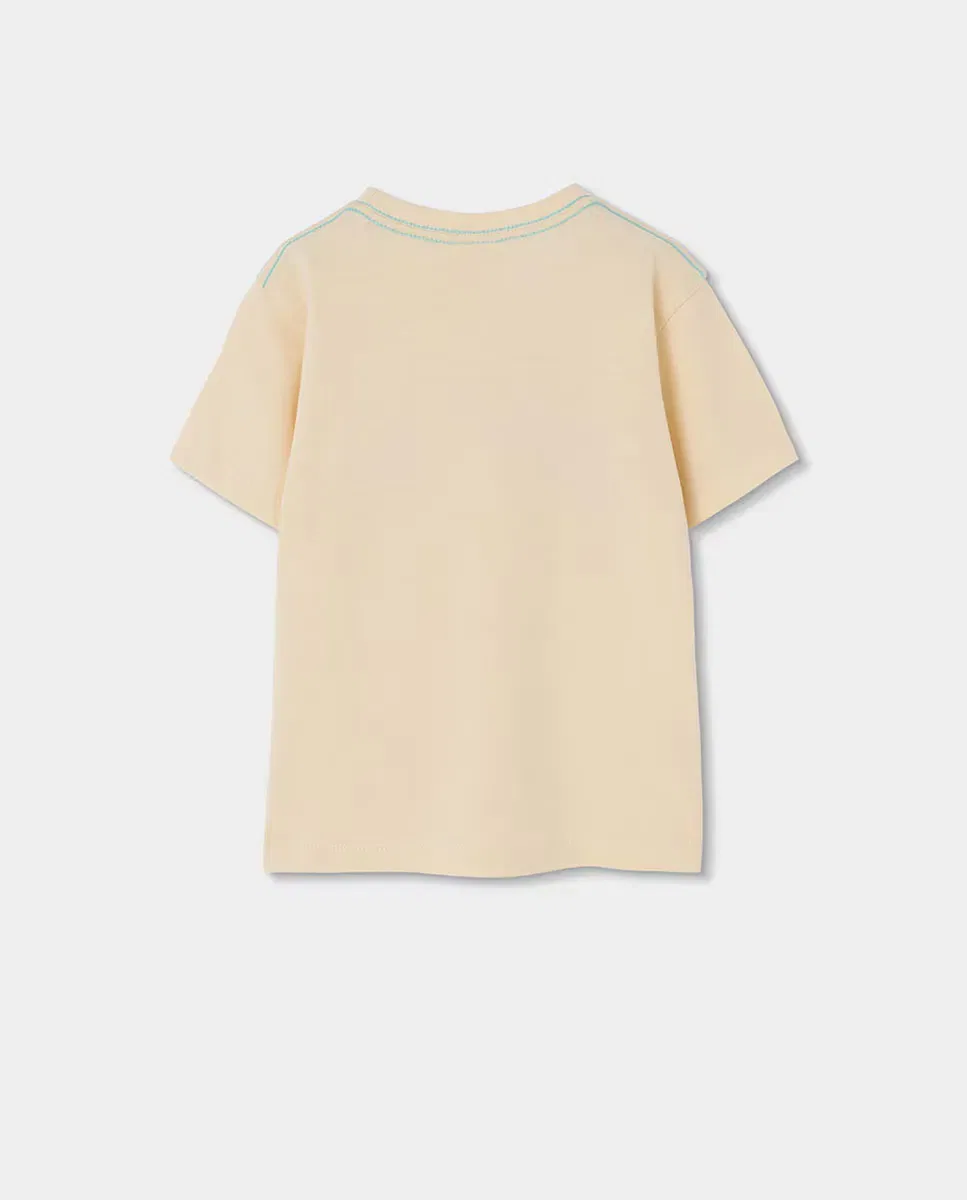 Детская футболка для мальчиков хлопковая Boboli, Beige — фото 3