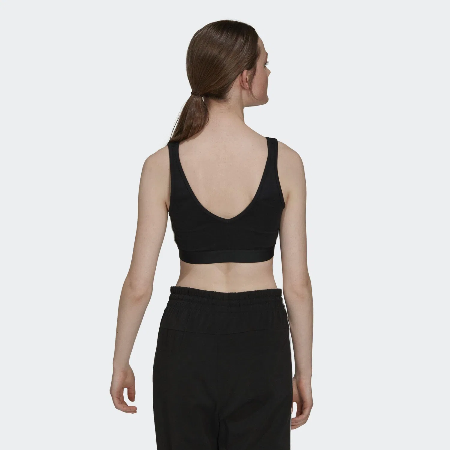 Женский хлопковый кроп-топ с принтом 3-Streifen Adidas, Цвет: Schwarz / Weiss — фото 3