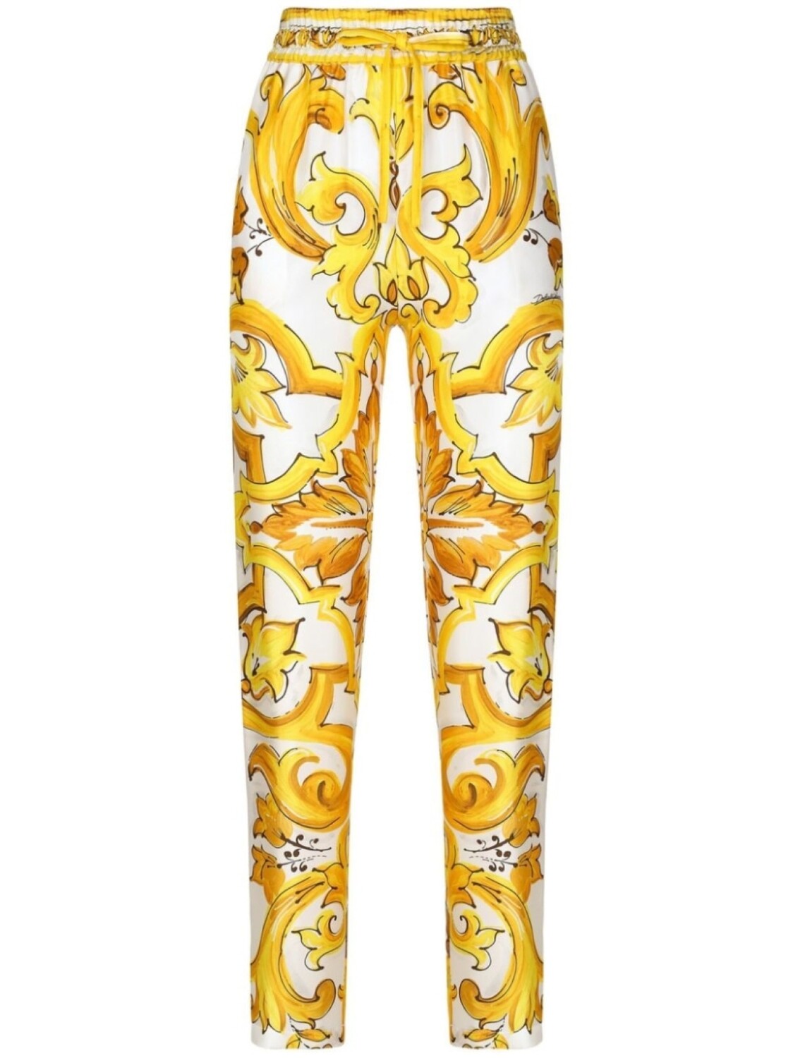 

Dolce & Gabbana шелковые спортивные брюки с кулиской, желтый