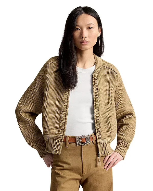Женский свитер с длинным рукавом Full Zip Cardigan Ralph Lauren, Khaki