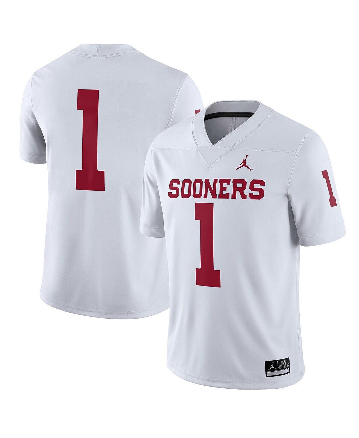 

Мужская фирменная белая футболка oklahoma sooners # 1 на выезде Jordan, белый