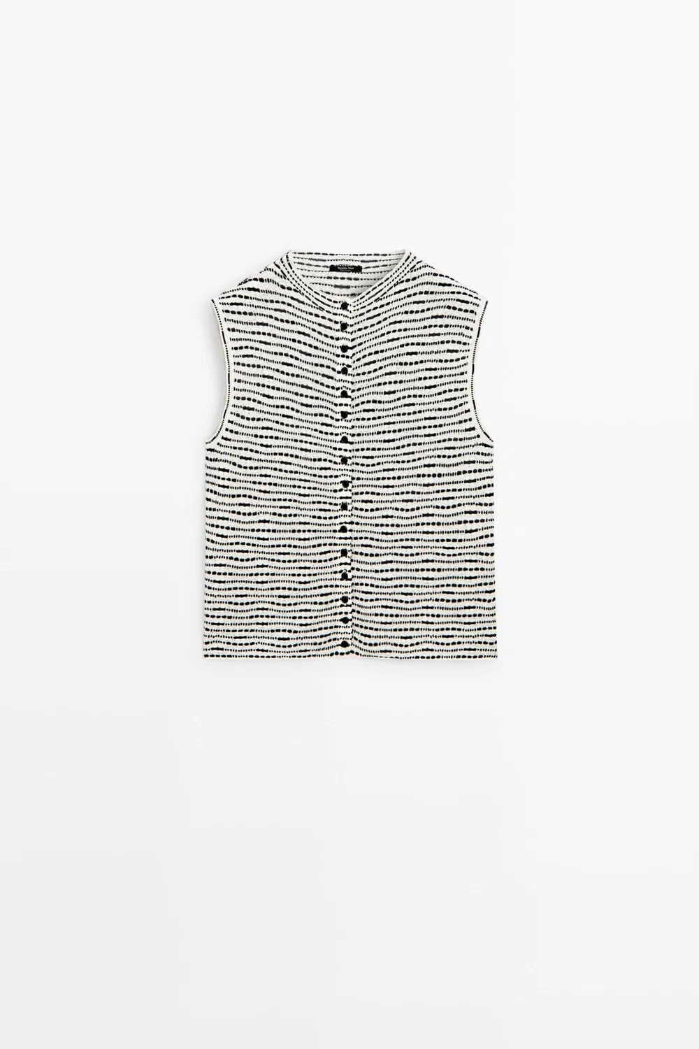 Жилет Massimo Dutti High-neck Textured, кремовый — фото 2