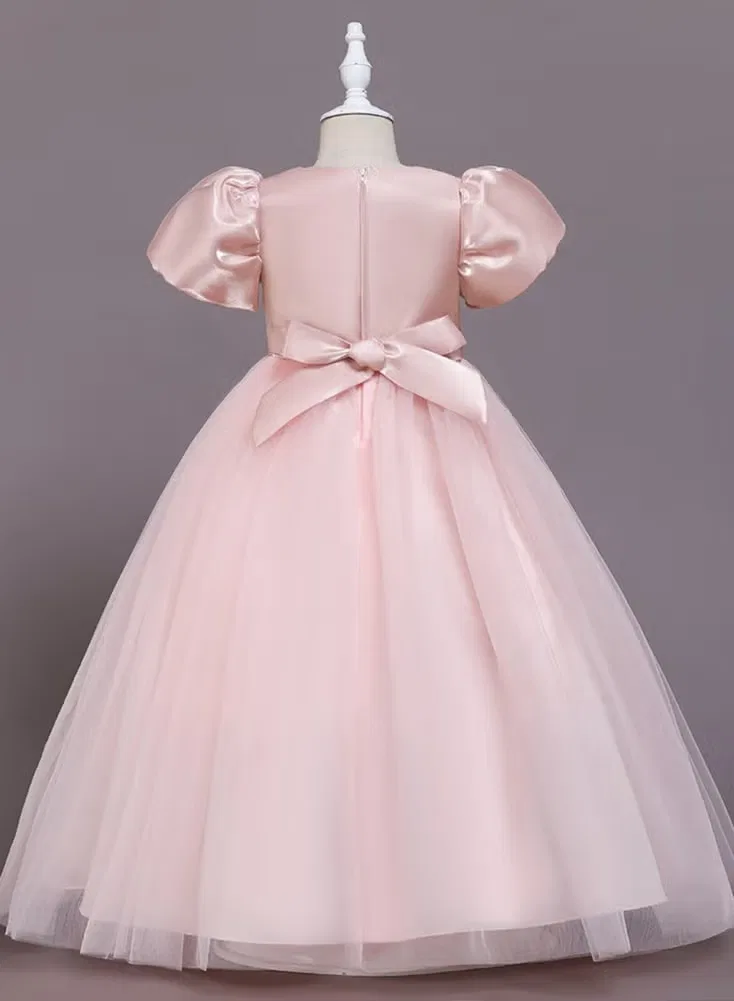 Платье праздничное с пышными рукавами Best Gift Fashion, розовый — фото 2