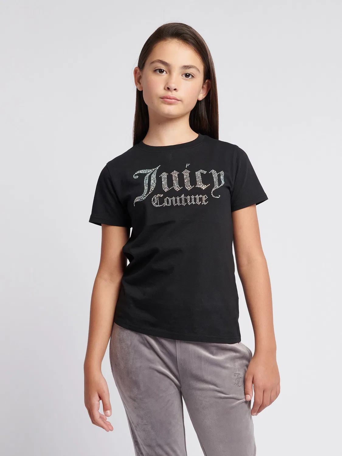 Футболка приталенная с диамантами Juicy Couture, черный — фото 2