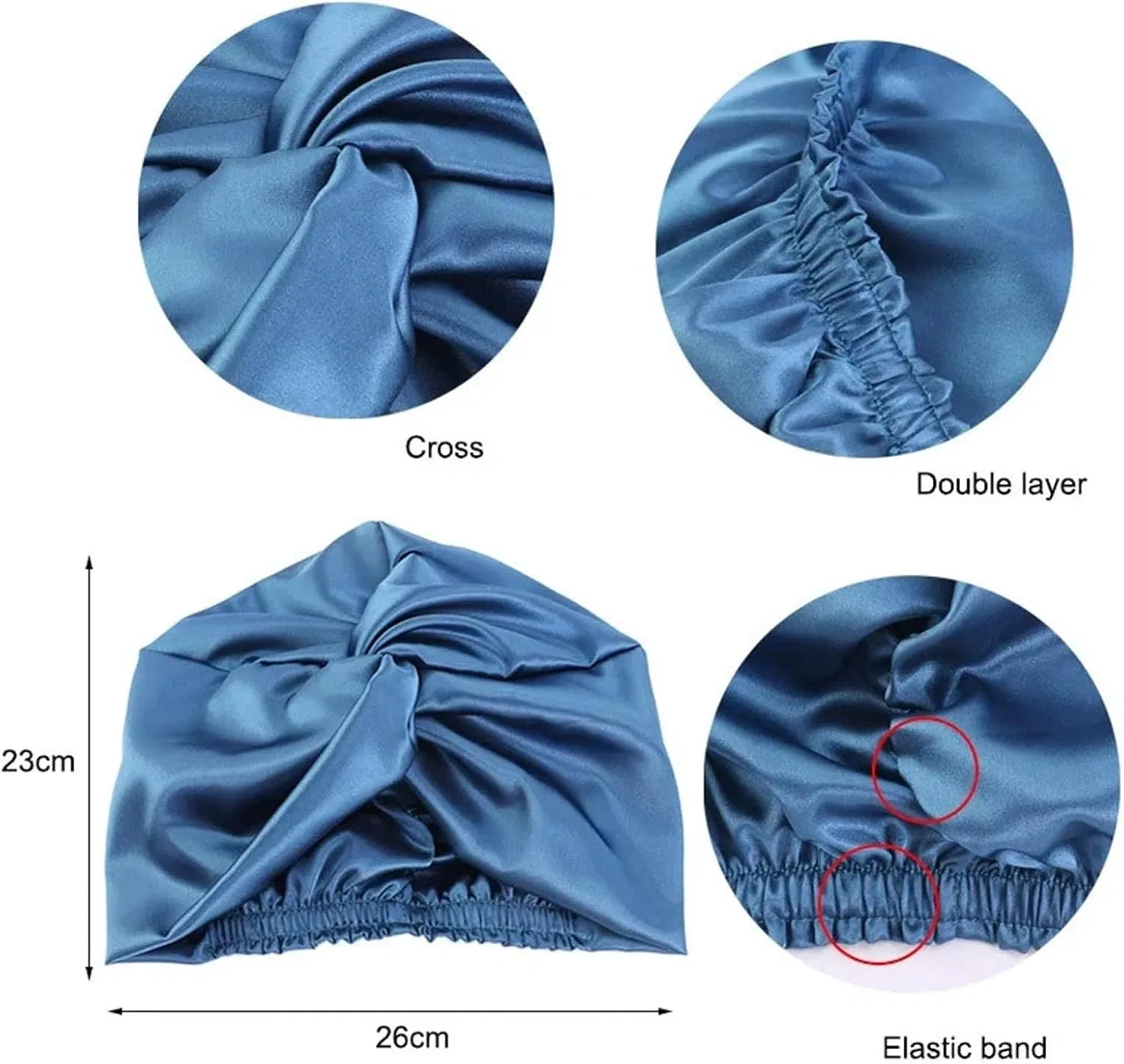 Шапочка для душа из искусственного шелка, Lady Cross Twist, LSNNMU, двойной слой, Blue — фото 3