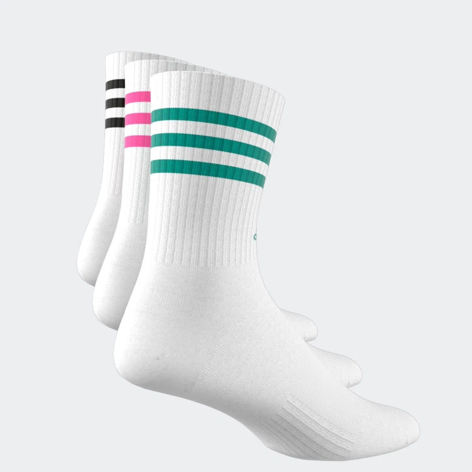 Мужские носки-гольфы с тремя полосками Adidas Performance, White / Pure Teal / Lucid Pink / Black — фото 2