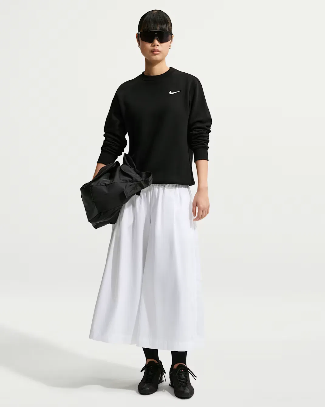 Women's Crew Nike Studio Fleece Medium Weight, Total Black/Sail — фото 4