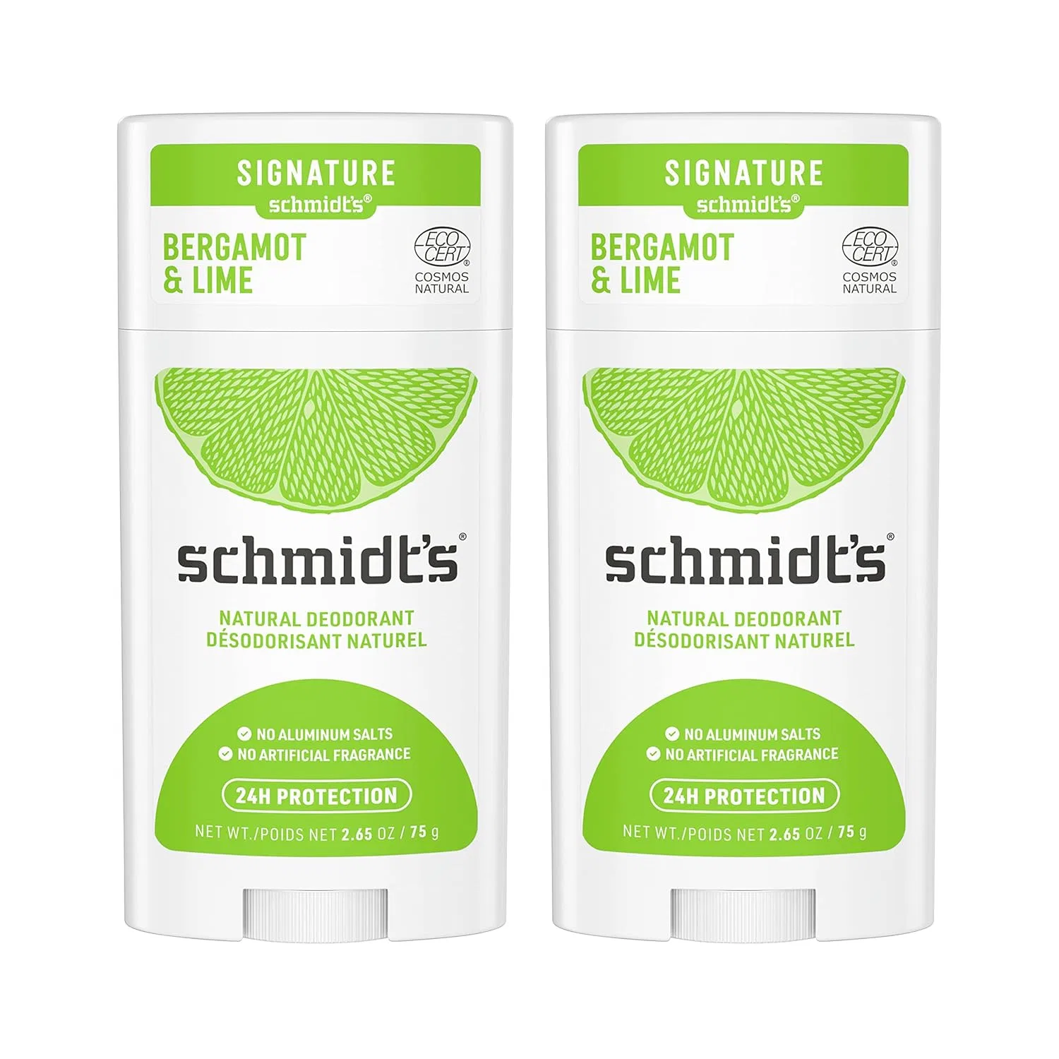 Дезодорант-стик Bergamot & Lime, Schmidt's, 2 шт, 75 г