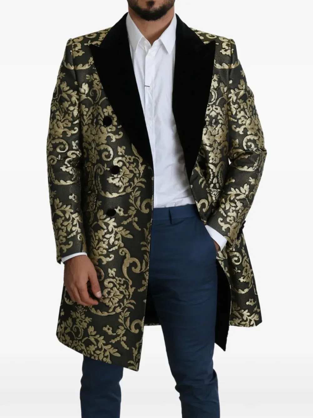 Пальто из парчи с барочным узором Sicilia DOLCE & GABBANA, черный — фото 2