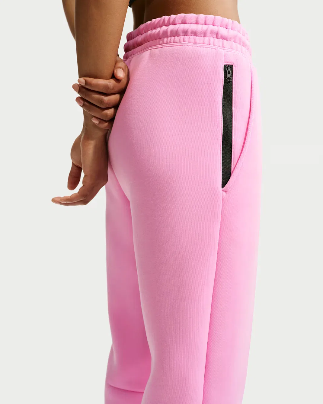 Женские спортивные брюки средней посадки Nike Sportswear Tech Fleece, Pink Rise/Black — фото 3