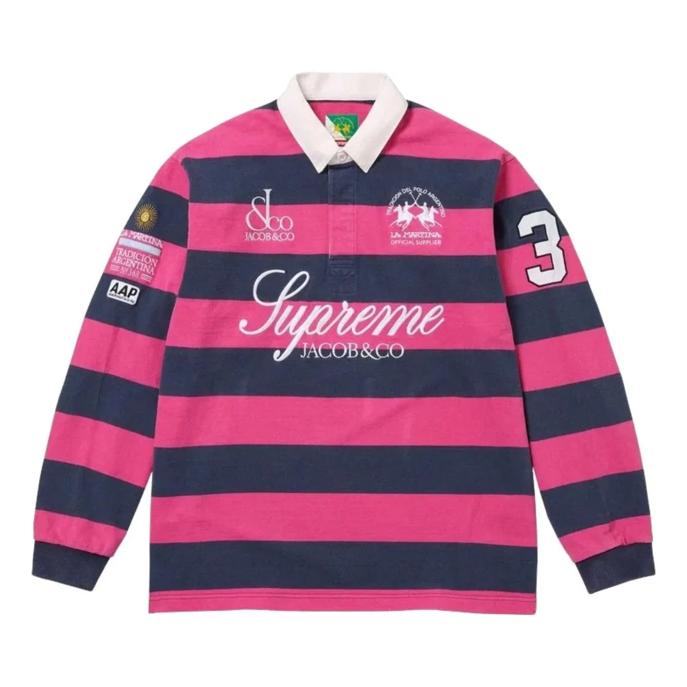 Мужская футболка с принтом Rugby Stripe Supreme, розовый