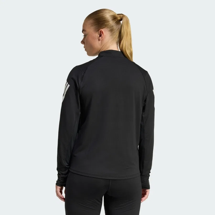 Спортивная кофта с молнией adidas Performance JZ5149 ADI365 Iconic Running 1/2 Zip Jumper, Черный — фото 2