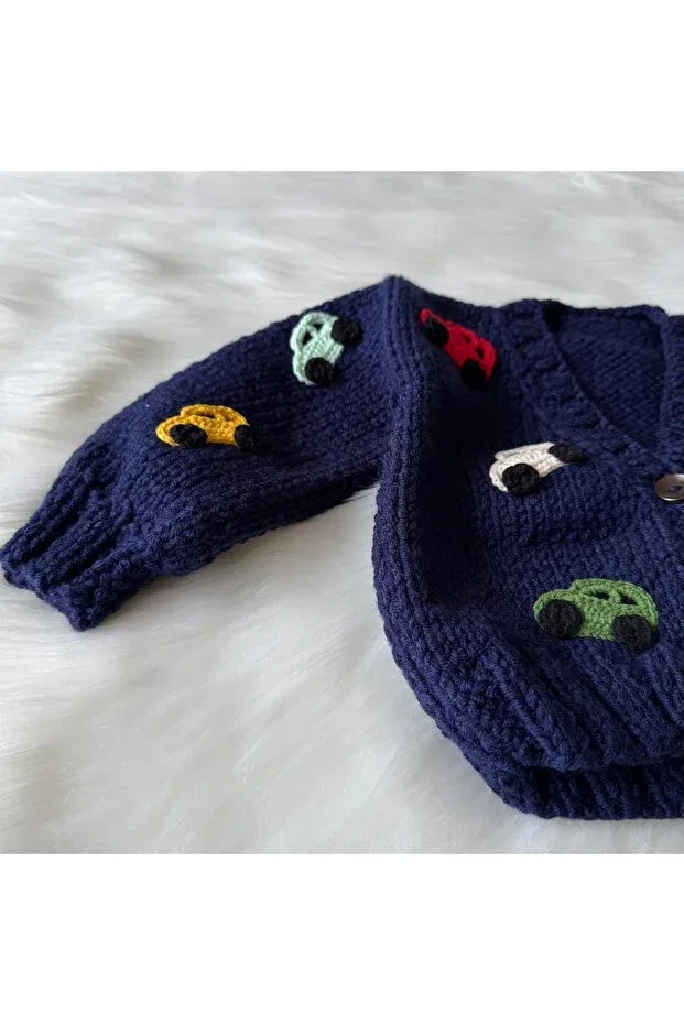 Детское пальто-кардиган с ручной вышивкой Home, Navy Blue — фото 3