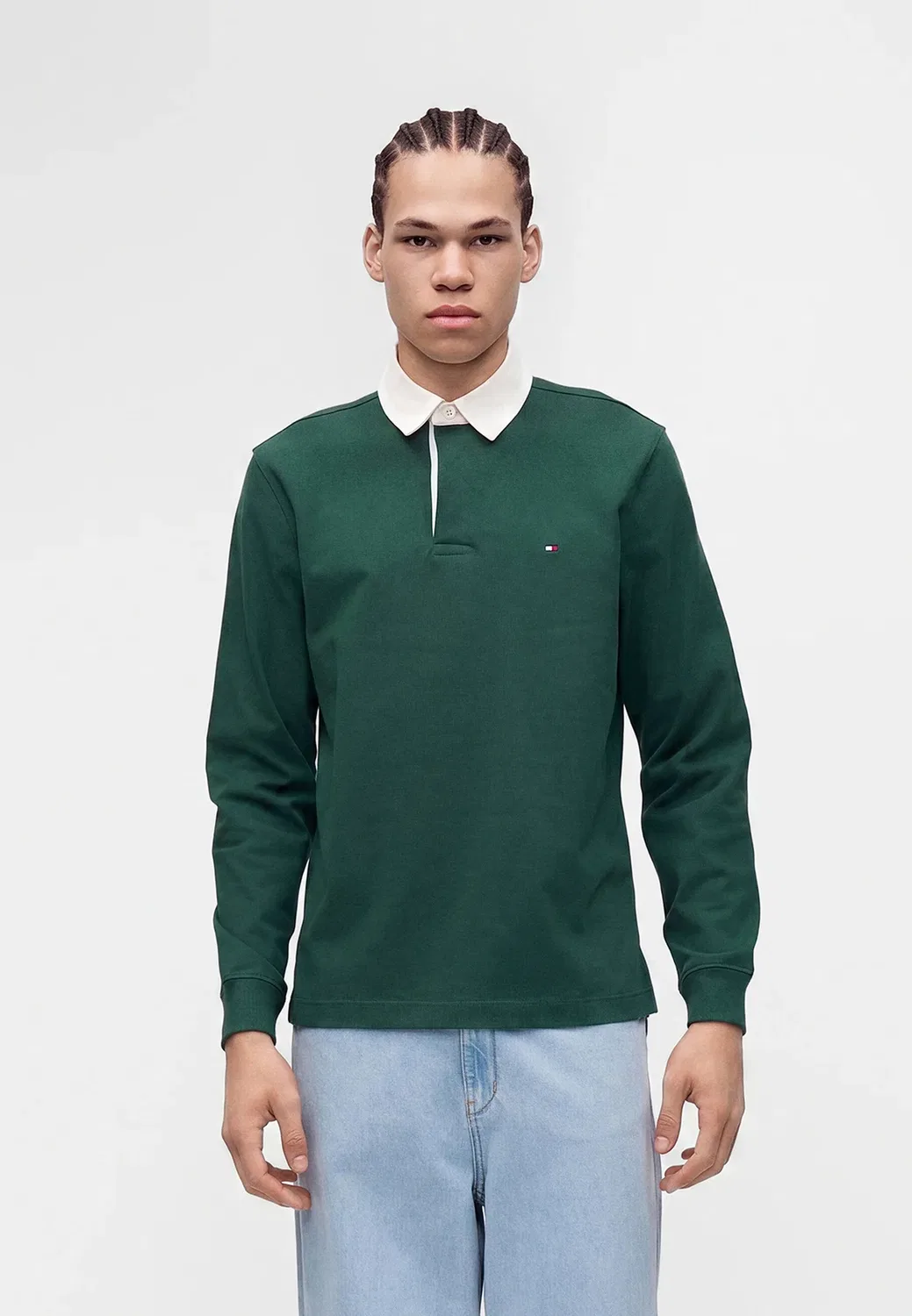 Незаменимая однотонная регбийная рубашка-поло Tommy Hilfiger, Ornamental Green