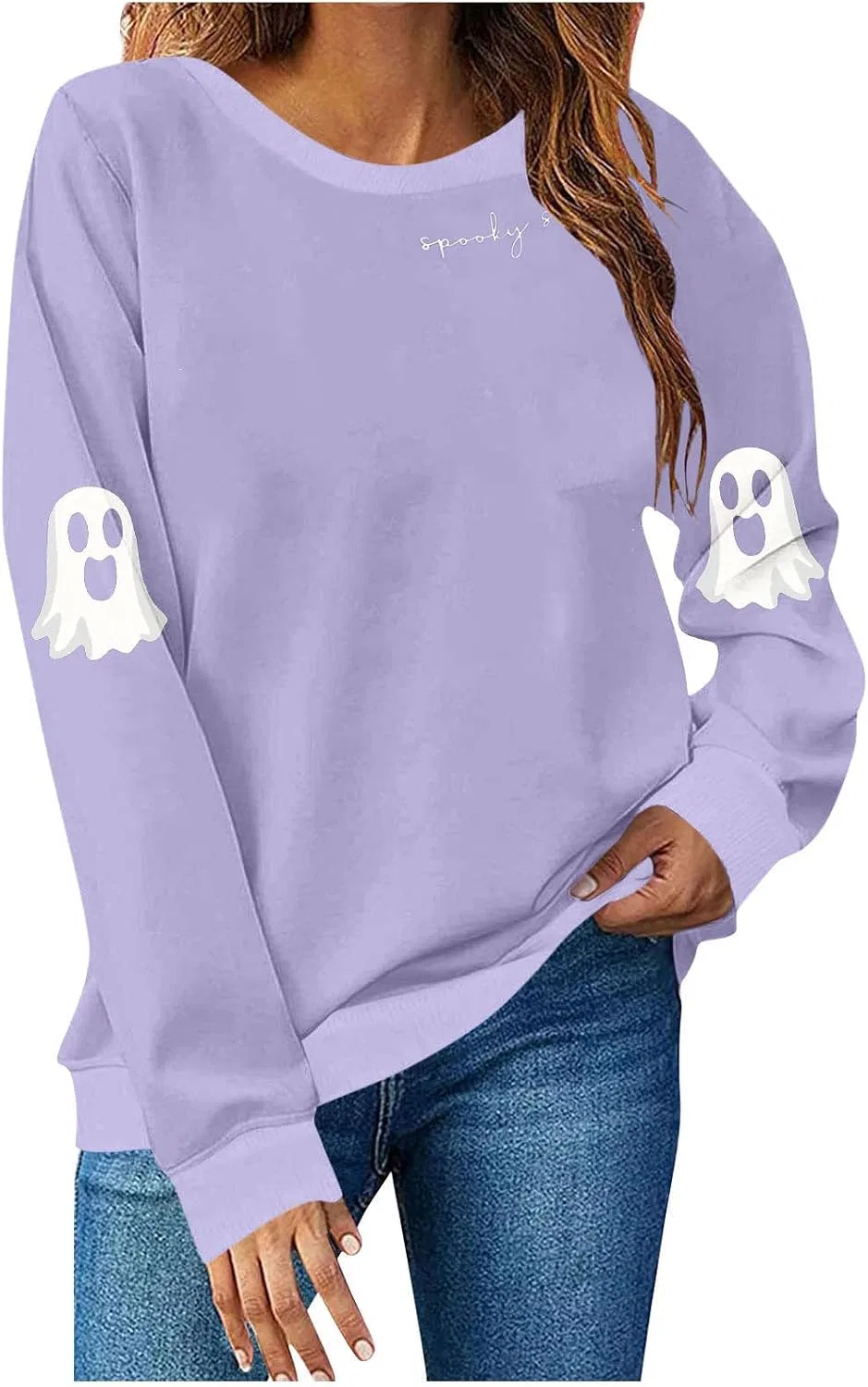 Женский свитшот с длинным рукавом, с принтом, Spooky Season, Aa Purple