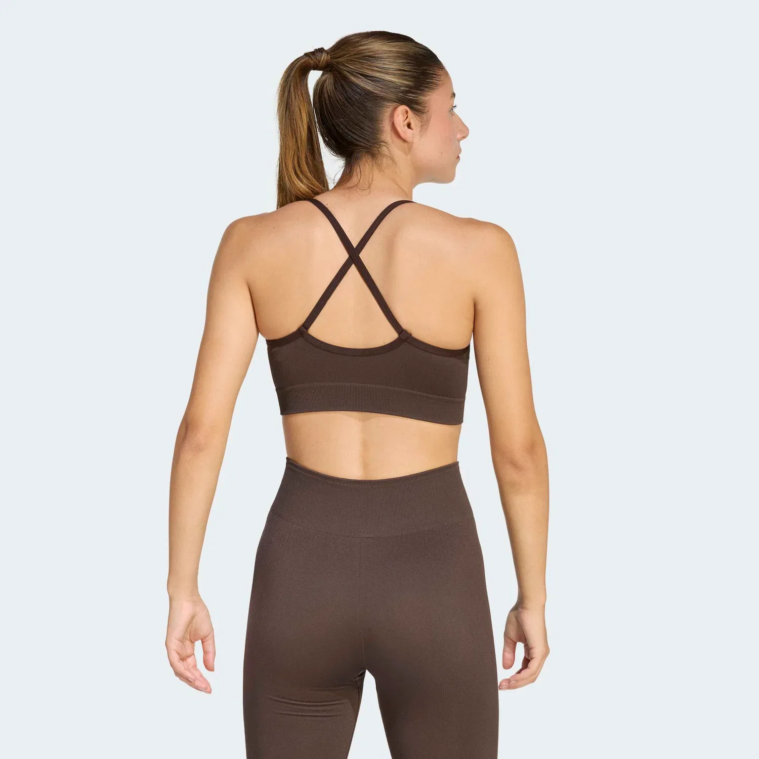 Женский спортивный бюстгальтер бесшовный с поддержкой Adidas Performance, Aurora Coffee — фото 2