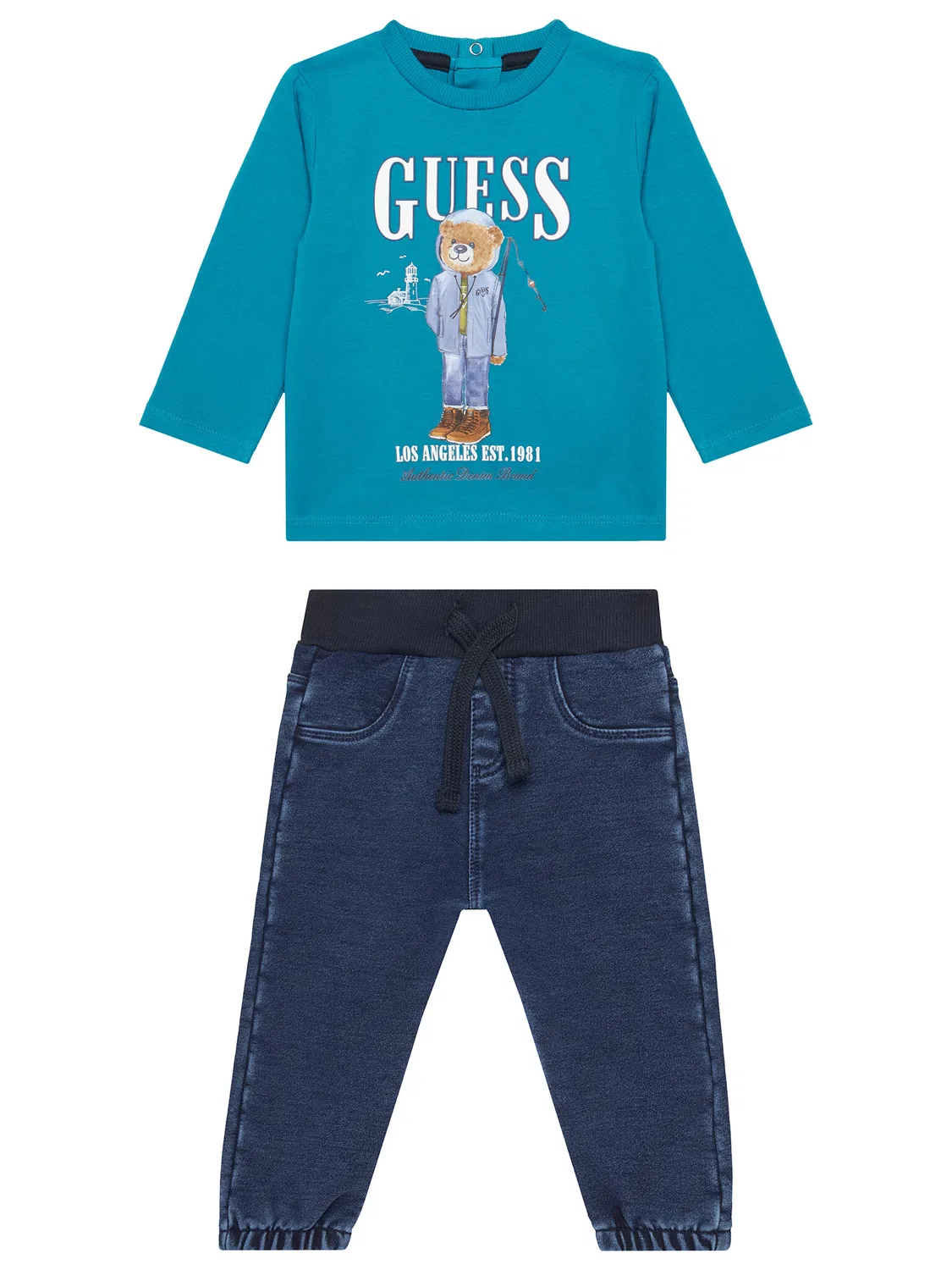 Комплект из блузки и брюк стандартного кроя для мальчика Guess, синий