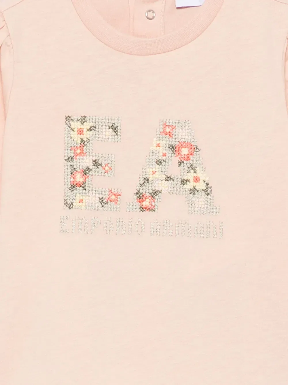 Футболка с логотипом и рукавами-фонариками Emporio Armani Kids, розовый — фото 3