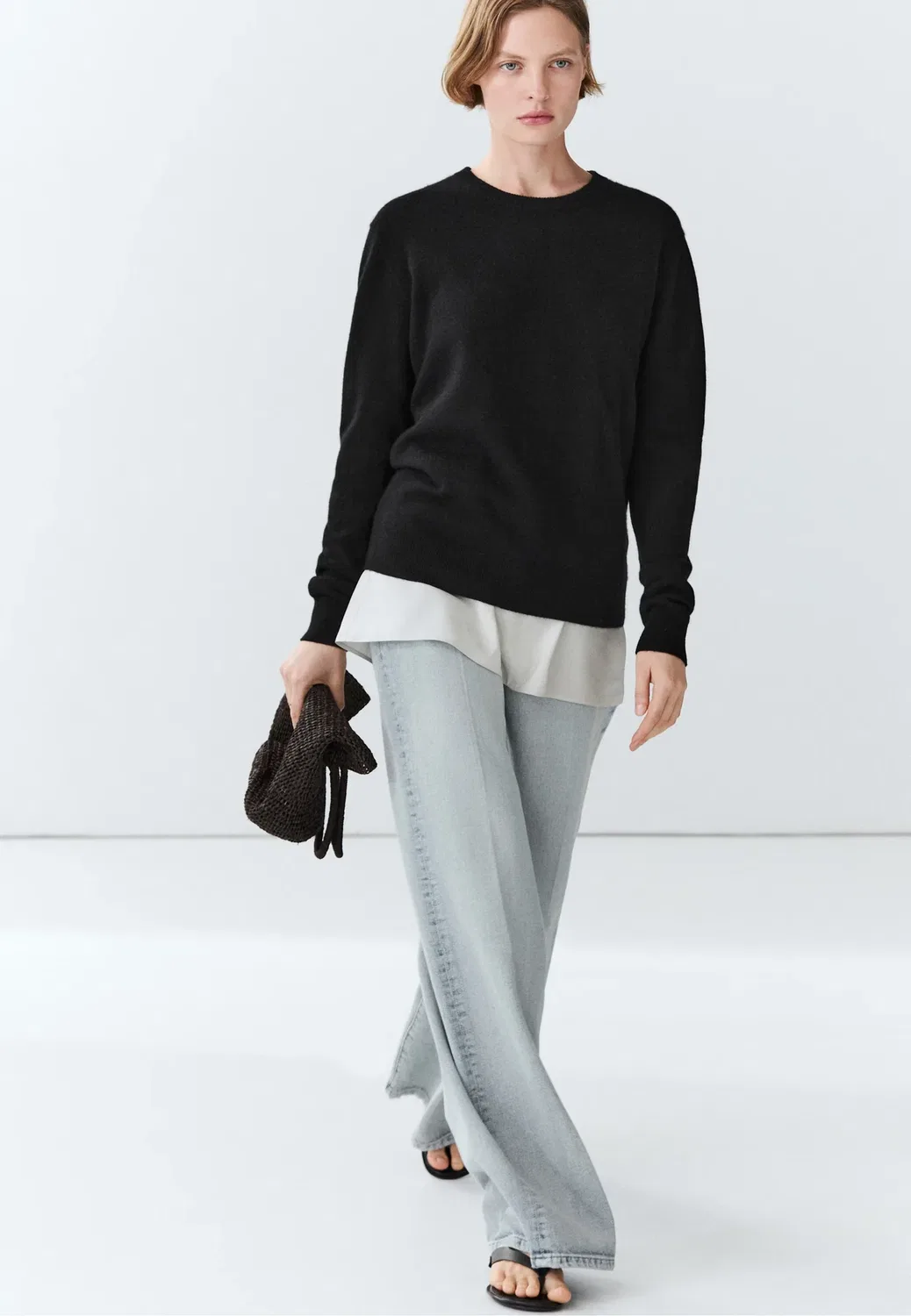 Свитер с длинными рукавами из 100% кашемира Massimo Dutti, Black — фото 4